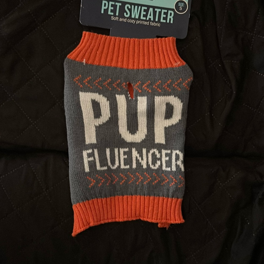 Orange and grey dog sweater